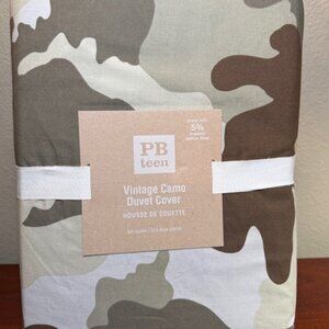 PB Teen Vintage Camo Duvet Cover Full/Queen Pottery Barn Teen Cotton NIP